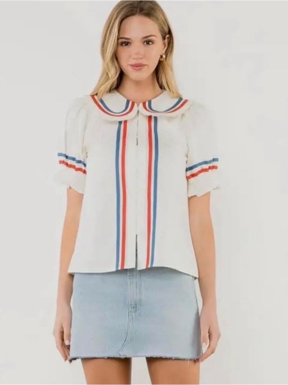 NWT Americana Ribbon Blouses Red White Blue 4th of July Tuckernuck XS S M L - Picture 3 of 7